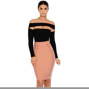 NWT OH POLLY MAUVE LACE UP VINYL SKIRT 🔥🔥